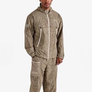 Malbon Golf Highland Brown Digital Wool Hooded Jacket XL NEW Tan Nylon Logo Coat